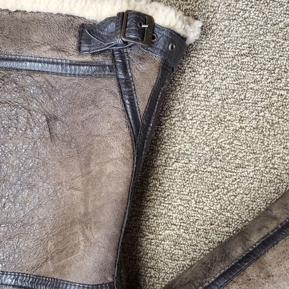 Vintage Hugo Boss Sherpa lined real leather Bomber jacket M - Picture 6 of 7